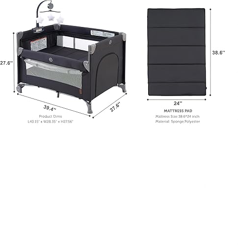 Miniatura 7 de Cama de noche 5 en 1 para bebé, para empacar y jugar con moisés y colchón, cuna portátil con almacenamiento, corral con moisés desde recién nacidos