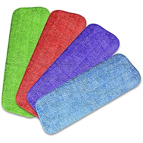 Top-spring Mop Pads, 4 Pack Mop Head Replacement Microfiber Cleaning Pads Fit for All Spray Mops & Reveal Mops Washable (Colors) Cover
