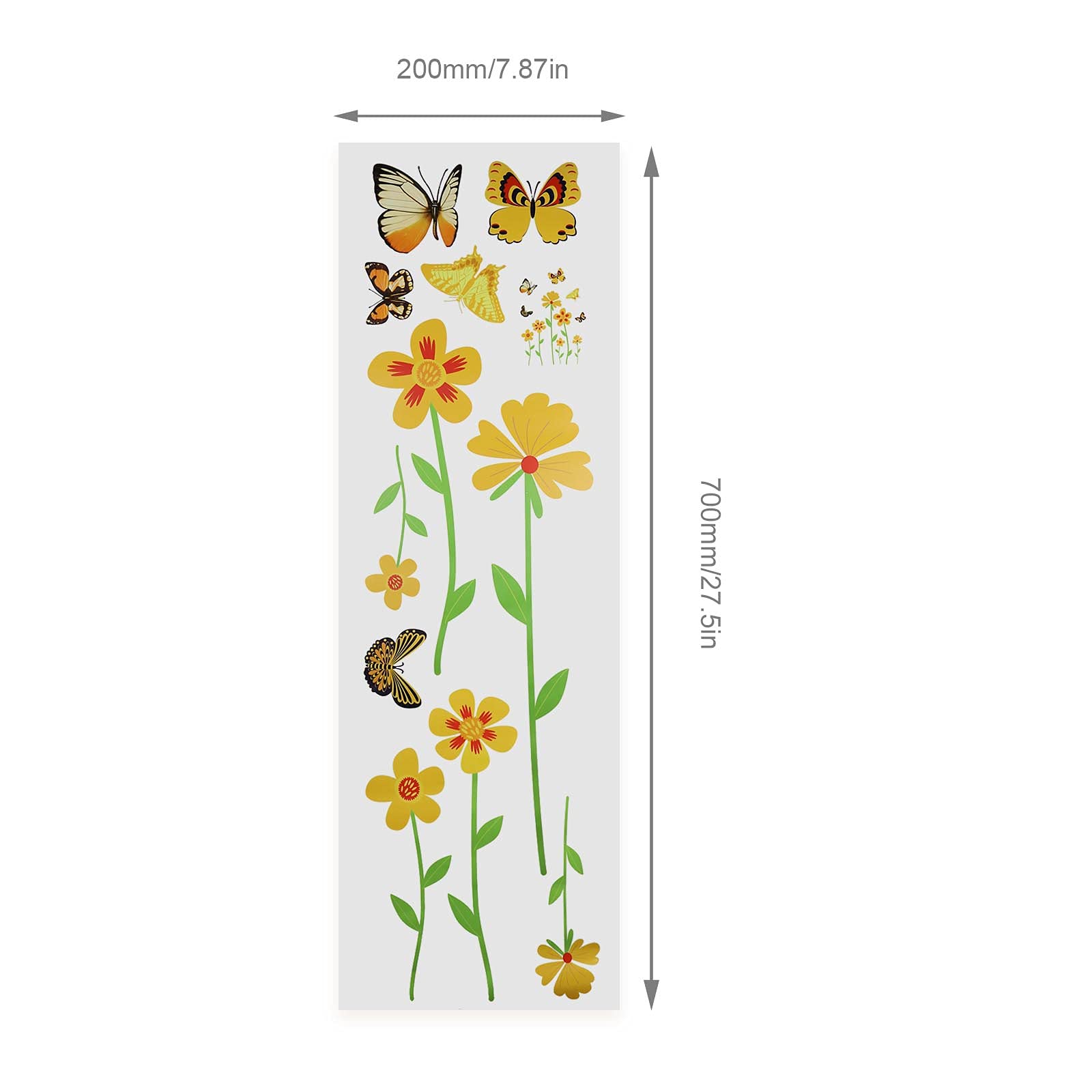 Adesivi Fiori Girasole E Farfalle | 2 Pezzi, Impermeabili | Per Frigorifero, Porte, Pareti - Foto 2