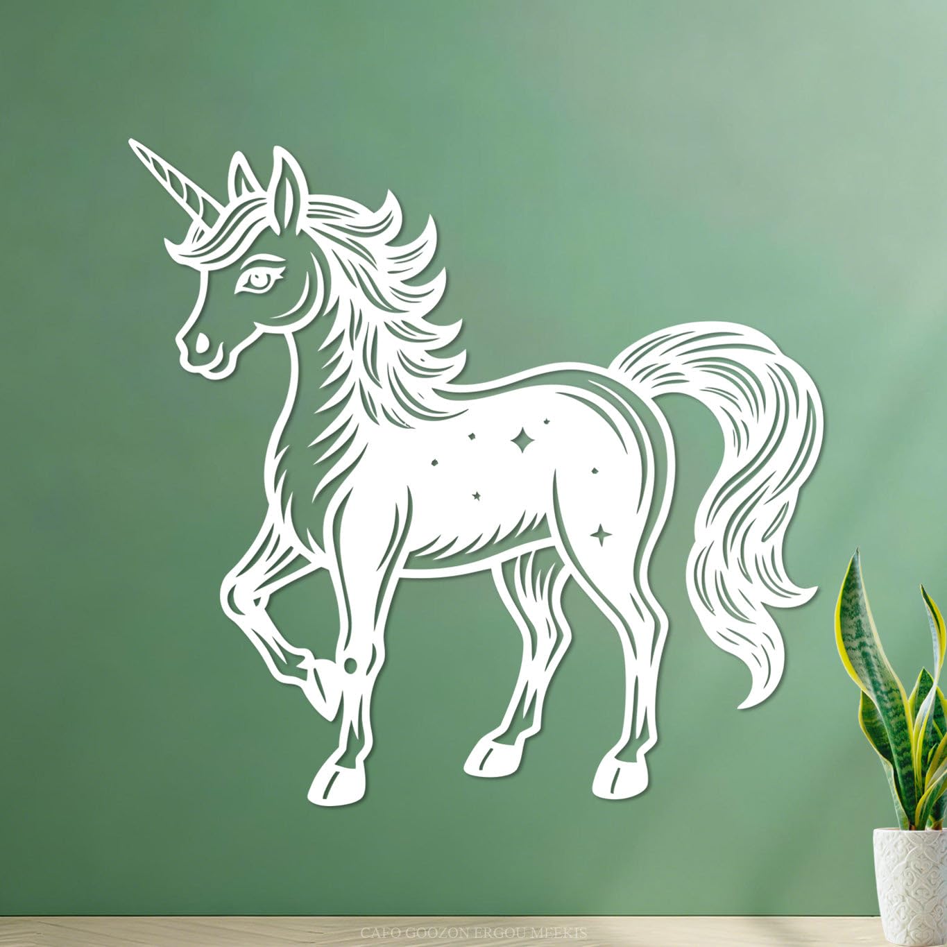 Ergou Stickerdecal-80278 Sparkling Unicorn Silhouette Wall Stickers Paster Paper 54.6X56.8cm Removable Without Leaving Glue White