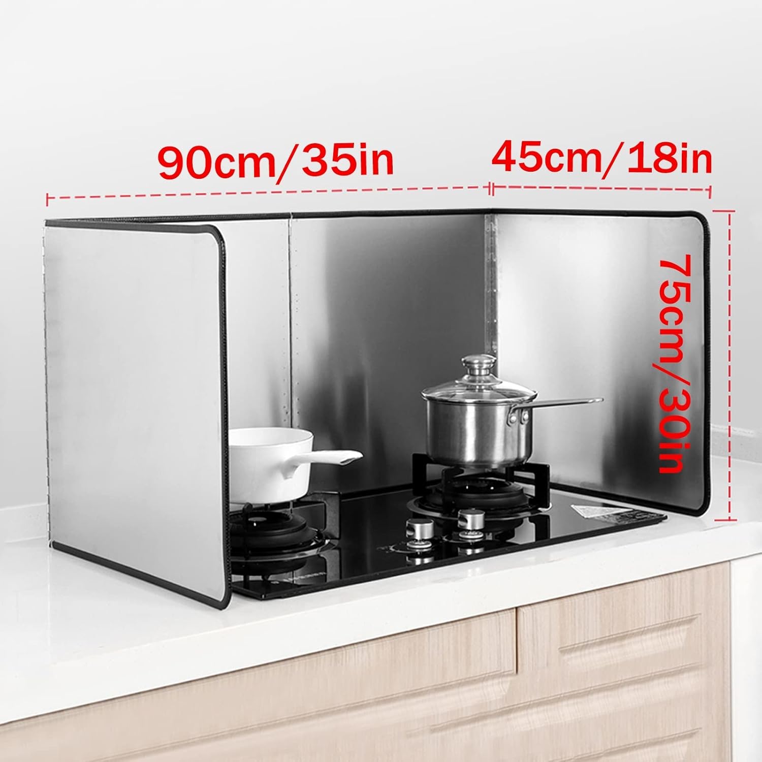 Nonstick Stainless Steel Grease Splatter Guard - Foldable Stove Splash Shield, 40x40cm Frying/Cooking Protection, Black Kitchen Essential for Mess-Free Cooking