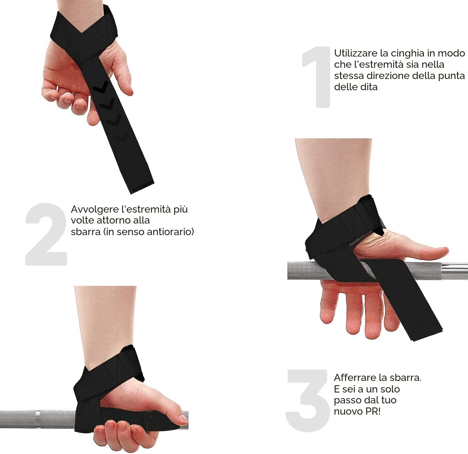 Polsiere per sollevamento pesi imbottite, in neoprene, per uomini e donne, per palestra, cross fit, allenamento, manubri, fitness, body building, power lifting, stacchi da terra