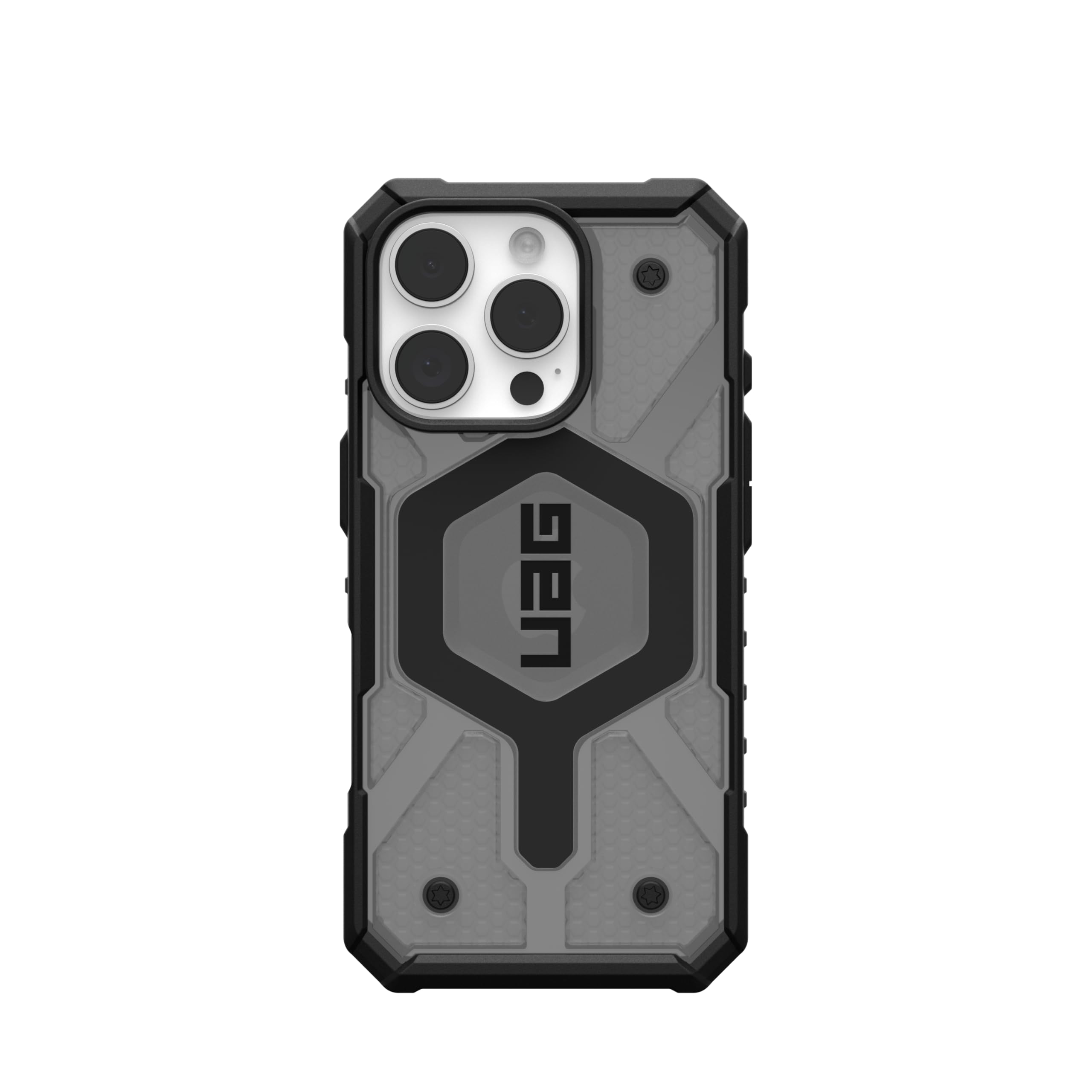 Urban Armor Gear Pathfinder MS Case compatibile con Apple iPhone 16 Pro Case (Ricarica wireless/magnetica compatibile, Protezione cadute standard militare) cenere (grigio trasparente)