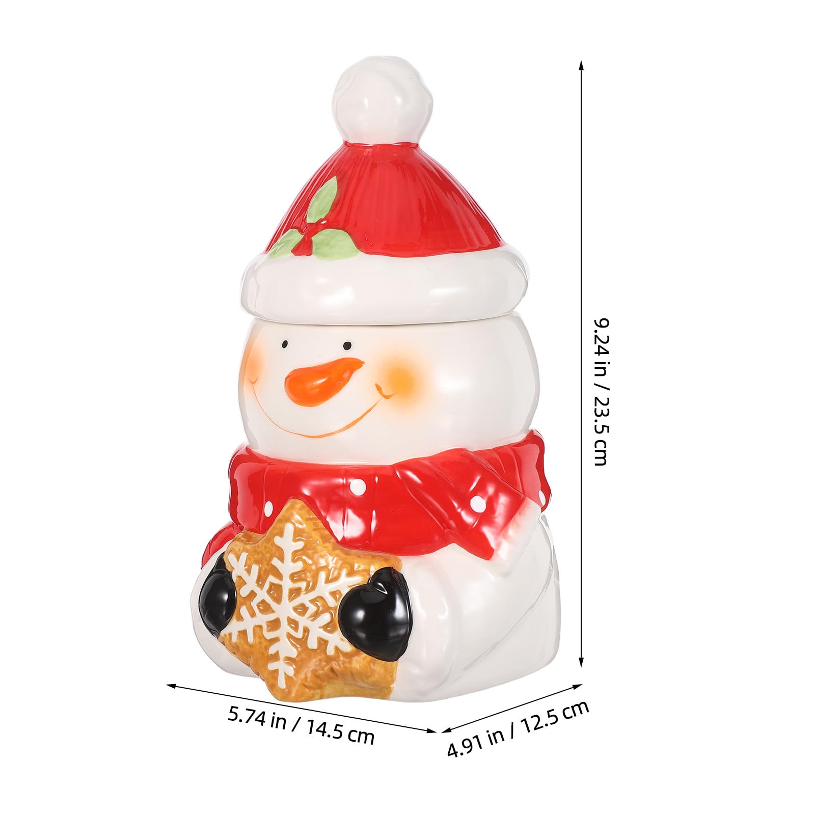 Uonlytech Récipient en Céramique Forme Personnage de Neige avec Couvercle Hermétique pour Biscuits et Friandises, Décoration Festive de Noël Cuisine et Fêtes