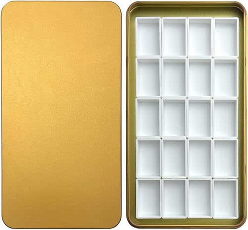 Miniatura 18 de FCLUB Paleta de acuarela vacía, 20 pozos con tiras magnéticas y ligera, paleta de acuarela de metal, soporte para pintura, paleta de pintura