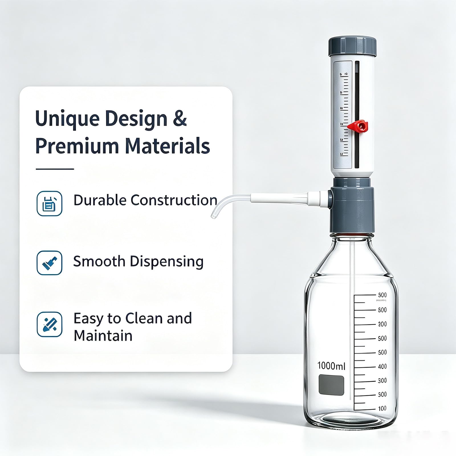 COYEUX 0–25 Ml Flaschenaufsatz-Dispenser Im Hülsen-Design, Einstellbare Laborpipetten, Mit Glasreagenzflaschen, Für Mehr Effizienz Und Präzise Dosierung, Für Säuren, Basen Und Reagenzien 250ml