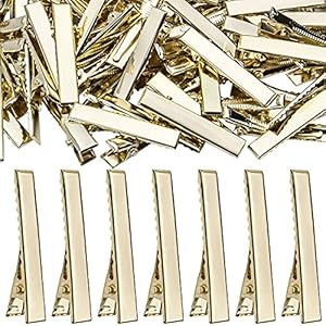 100pcs Metal Alligator Hair Clips Flat Top with Teeth Single Prong Hairpins Sectioning Hairdressing Salon Clips for Women Girls Hairbow DIY Art Craft Projects