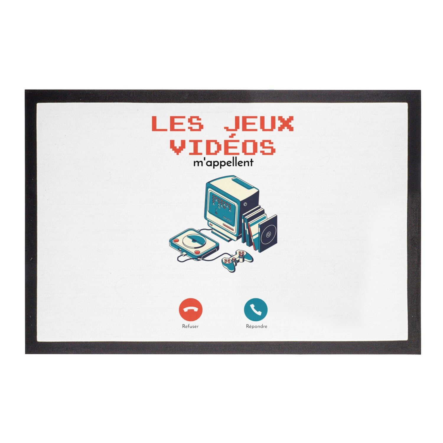 Paillasson Blanc rétro jeux vidéos tapis entrée geek 60x40cm