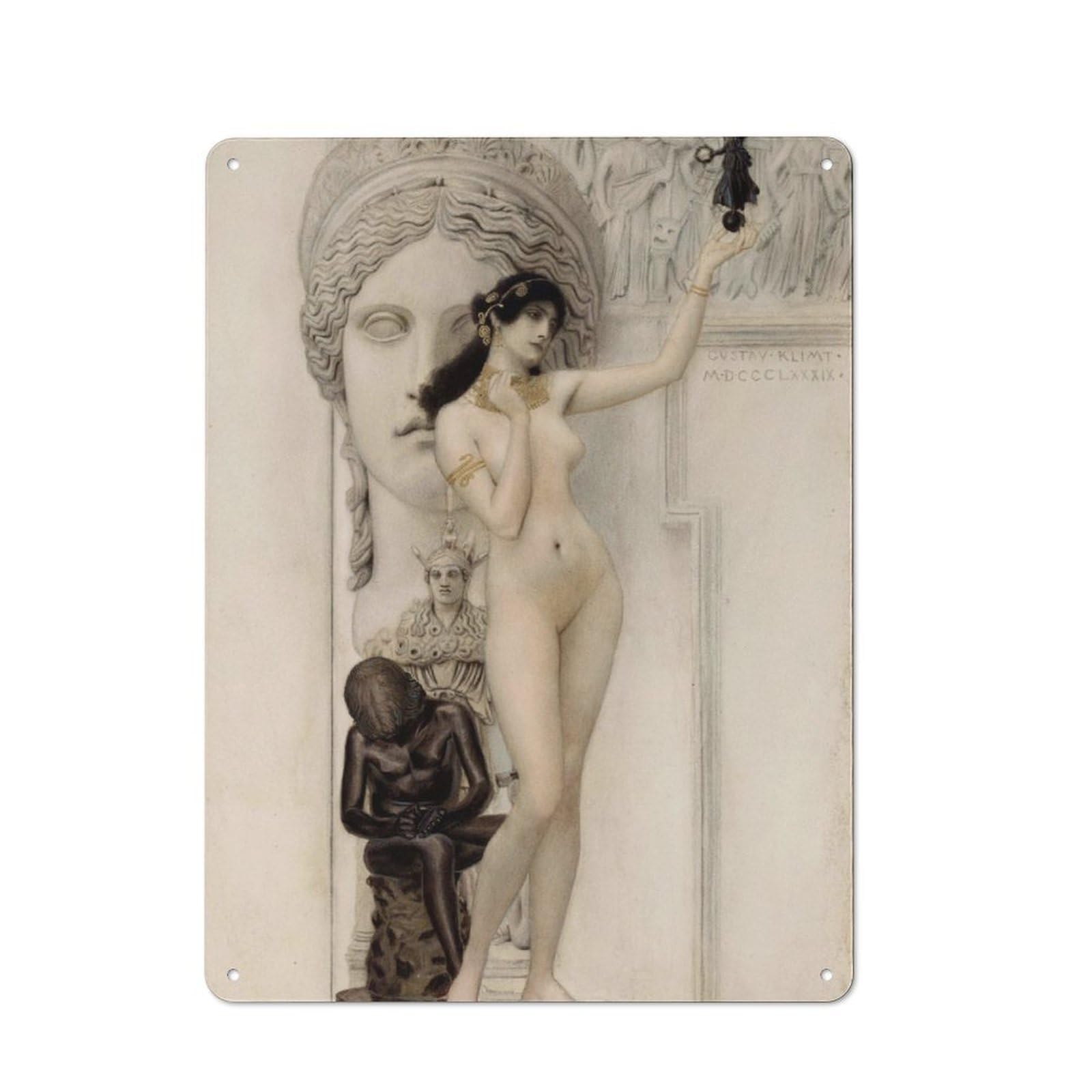 Junmoney Allegory Of Sculpture Rustic Metal Sign 40X30cm Featuring For Hallway Wall, For Collectors Decorating Hallways And Entrance Areas
