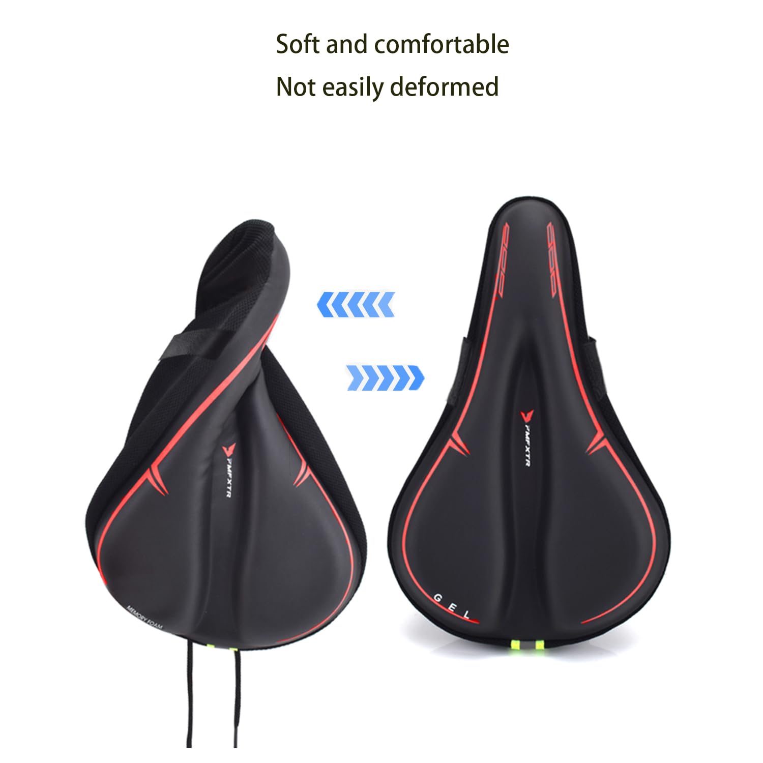 Housse De Selle Vélo En Gel Miaomiao – Rembourrage Mousse Mémoire, Anti-dérapant, Bande Réfléchissante, 29,5 X 17 Cm