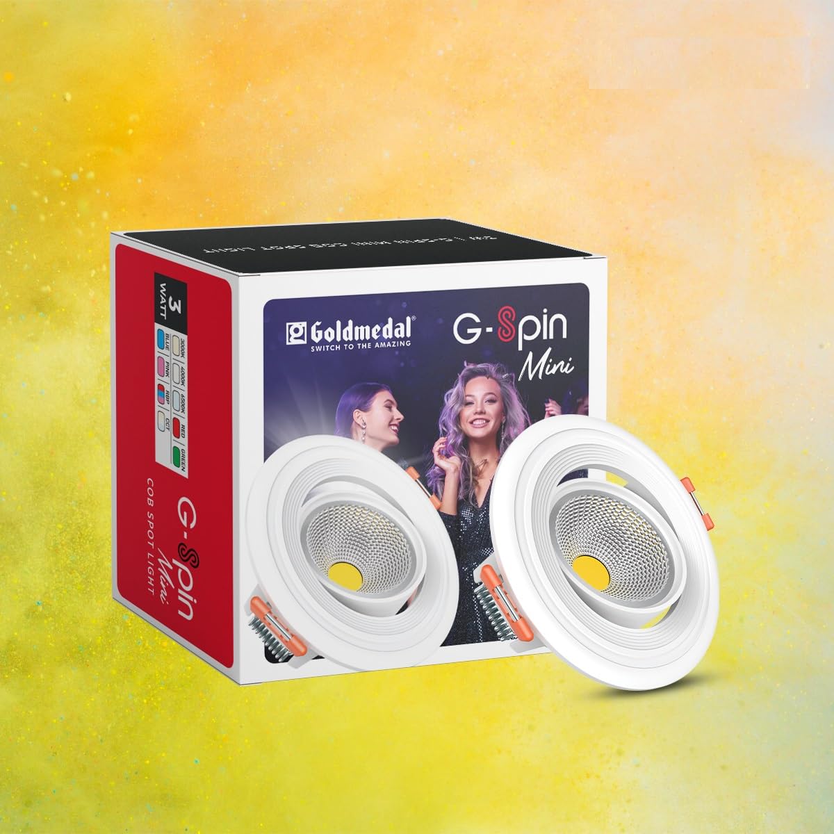 Goldmedal G-Spin Mini 3W LED Round Spot Light Concealed Junction Box - Cool Daylight (6500K) Pack of 1 | Suitable for Home, Office, Restaurant, Shop|High Lumen|Cut Out Size – Ø2.16