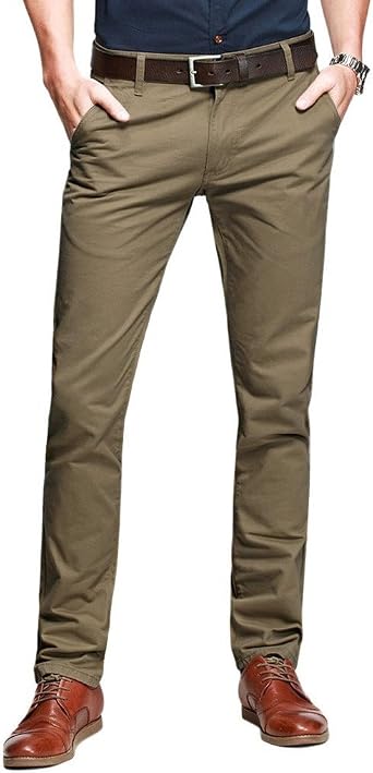 OCHENTA Mens Tapered Flat Front Casual Dress Pants, Chinos Pants Men
