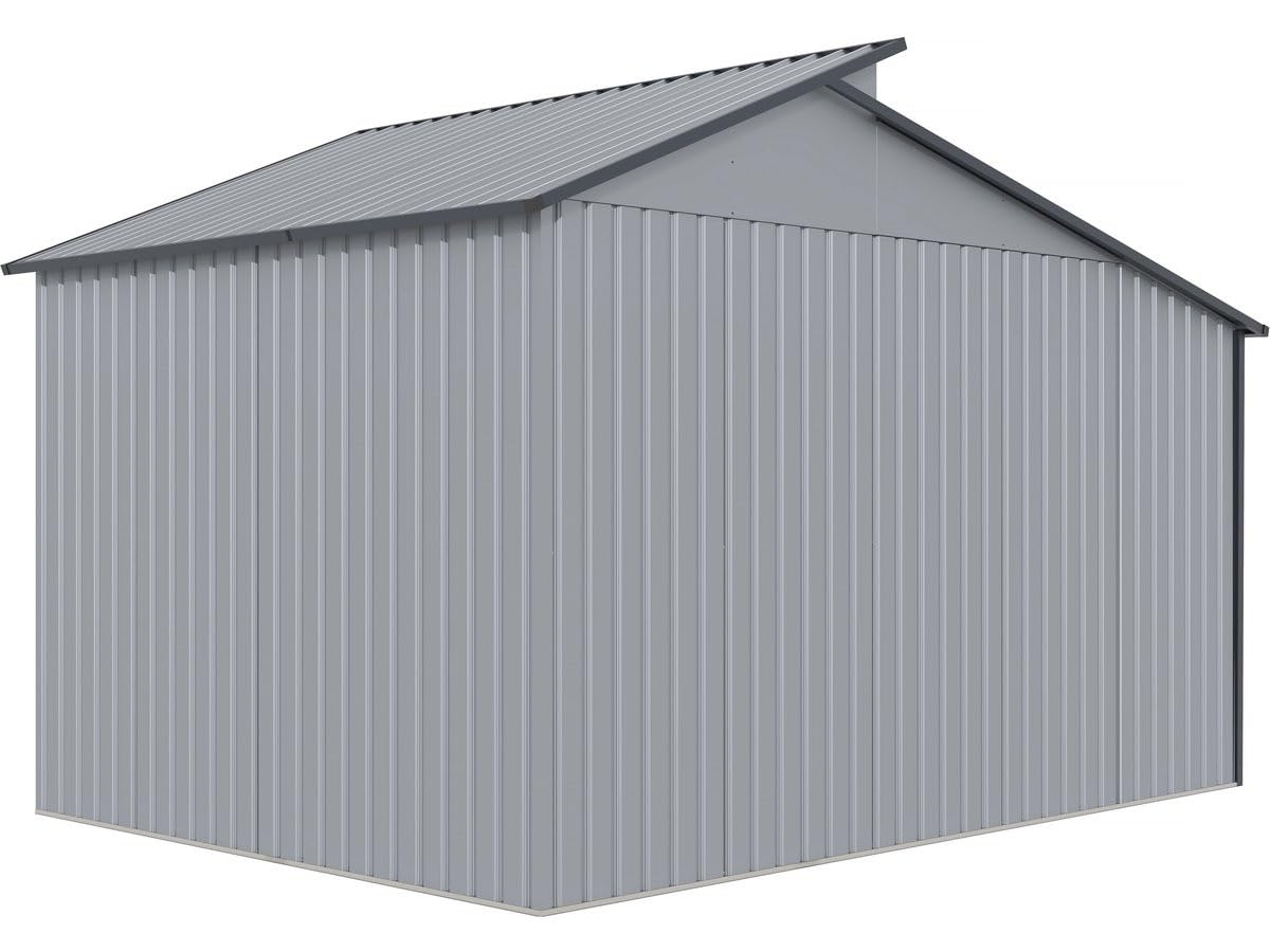 Habitat et Jardin Gerätehaus aus Metall mit Unterstand Madras - 9,12 m² - 355 x 257 x 237 cm - Grau