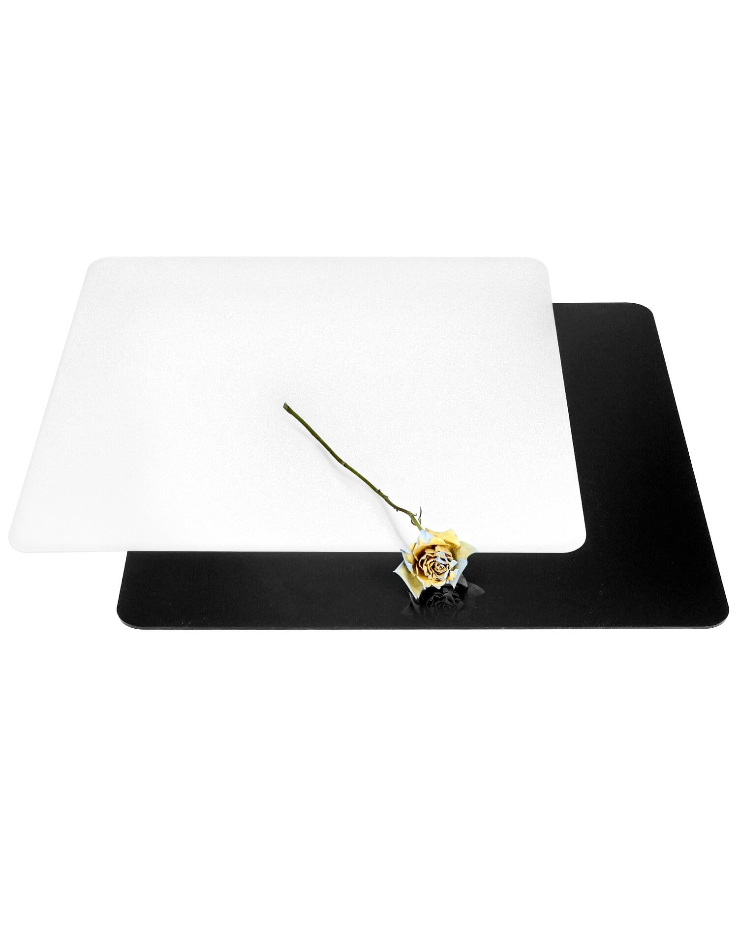 QWORK® 400x400x3mm Pannello Riflettente Acrilica per Fotografia, Pannello Fotografico per Servizio Fotografico di Prodotti di Gioielleria Alimentare (Nero + Bianco)