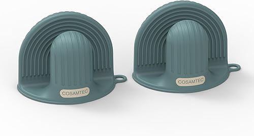Cosamtec Juego de 2 manoplas de silicona para horno resistentes al calor y soportes para ollas para cocina, antideslizantes, impermeables, para Cosamtec Juego de 2 manoplas de silicona para horno resistentes al calor y soportes para ollas para cocina, antideslizantes, impermeables, para