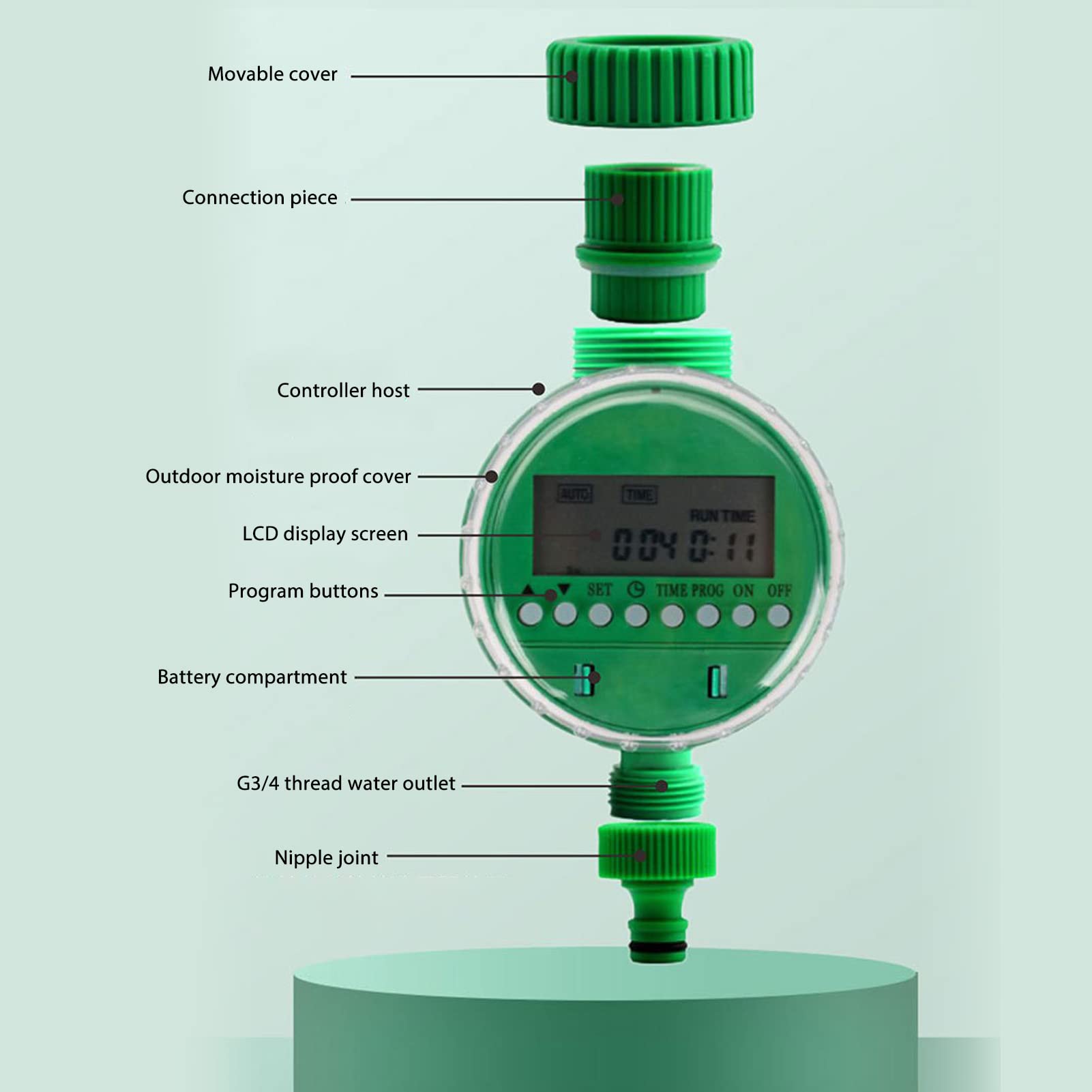 Temporizador de Agua, Controlador de riego por aspersión programable con Pantalla LCD y Filtro, riego automático para jardín y césped