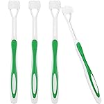 Boao 4 Pieces Toothbrush 3 Sided 7.1 Inch Autism Sensory Toothbrush 360 Degree Cleaning Travel Brush Complete Teeth Gum Care Angle Clean Tooth(Green)