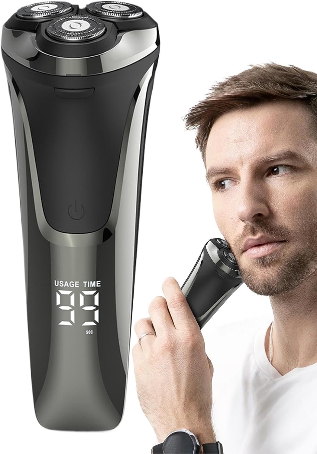 Electric Shaver, 4D Floating Head Rotary Shaving Tool, Wet & Dry Beard Trimmer, USB Rechargeable Washable Shaver, Digital Display, Portable Travel Shaving for Men