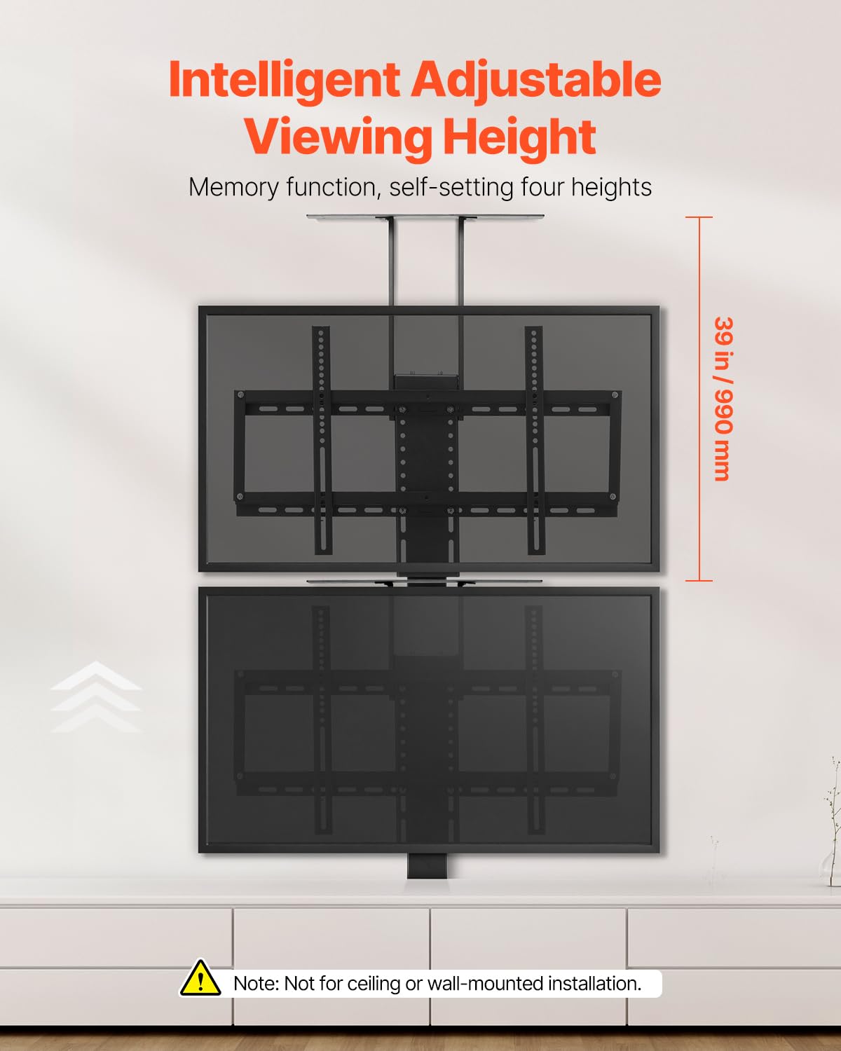 VEVOR Zmotoryzowany uchwyt podnośnikowy do telewizora, 81,3-177,8 cm, maksymalne obciążenie 54,4 kg, uchwyt podłogowy, pasuje do większości modeli VEA, idealny do biur, salonów i nie tylko