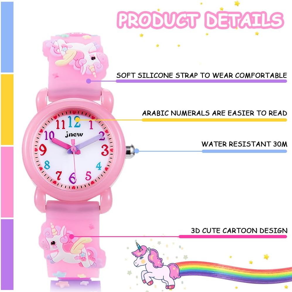 Vicloon Kids Watch, Analog Quartz Watches for Girls Boys, 3D Cartoon Toddler Watches with Comfortable Silicone Band Best Toys Gifts for Girls Boys Age 3-12