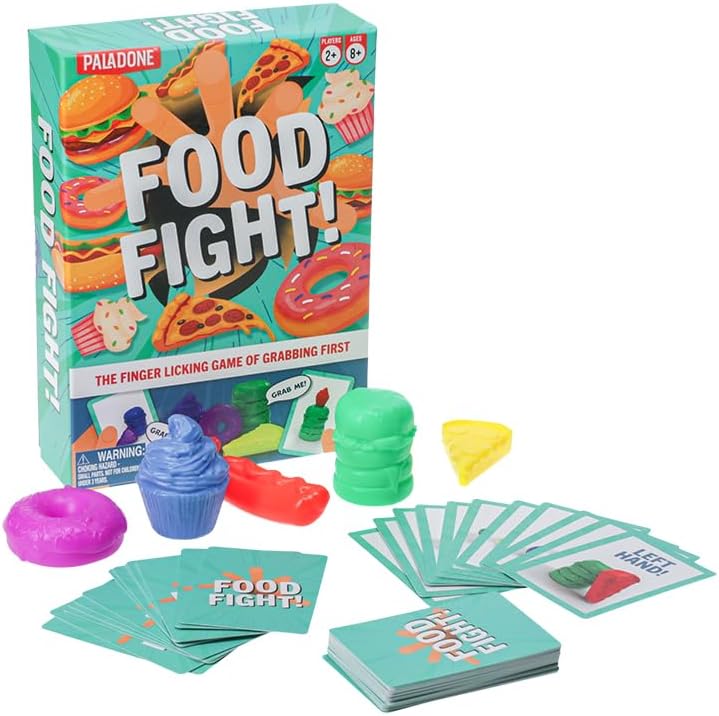 Test your speed with Paladone Food Fight, a competitive game for two or more players. Perfect for kids, siblings, teens, adults, family reunions