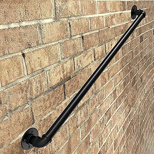 Rambarde d'escalier industrielle en fer forgé de 3,66 m avec kit de fixation murale complet