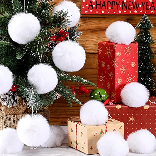 Christmas Fluffy Faux Fur Pompom Ball 2.8 Inch Pompoms For Crafts Soft Pom Pom Balls With Cotton Thread White Christmas Ball Ornaments For Christmas Accessories Diy Crafts Party Decor (70 Pieces) #TOP1