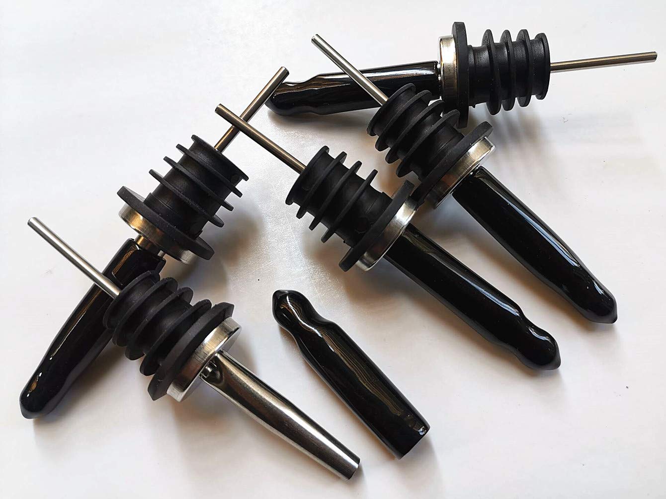 Beyonday - 6 Versatori Per Bottiglie A Chiusura Automatica - Acciaio Inox Oro Con Tappo In Gomma - Include 2 Spazzole Per Pulizia
