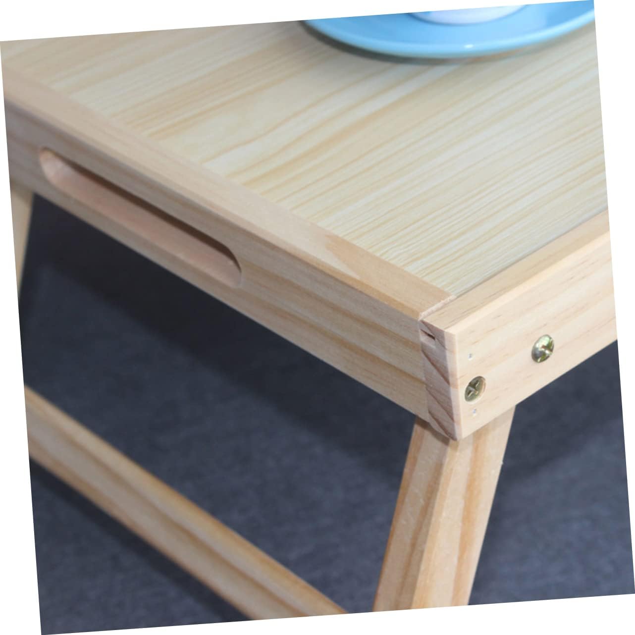 Solid Wood Bed Tray Folding Laptop Table Portable Serving Desk Multifunctional Folding Bed Desk for Tea Breakfast Study Wood