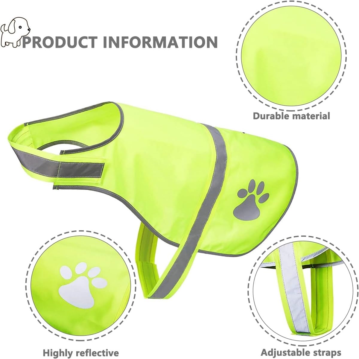 Gilet Riflettente Per Cani, Sicurezza Maglia Del Cane,Costume Riflettente Per Cani,Gilet Sicurezza Per Mantiene Vostro Cane Visibile Sicuro Da Auto E Incidenti Da Caccia