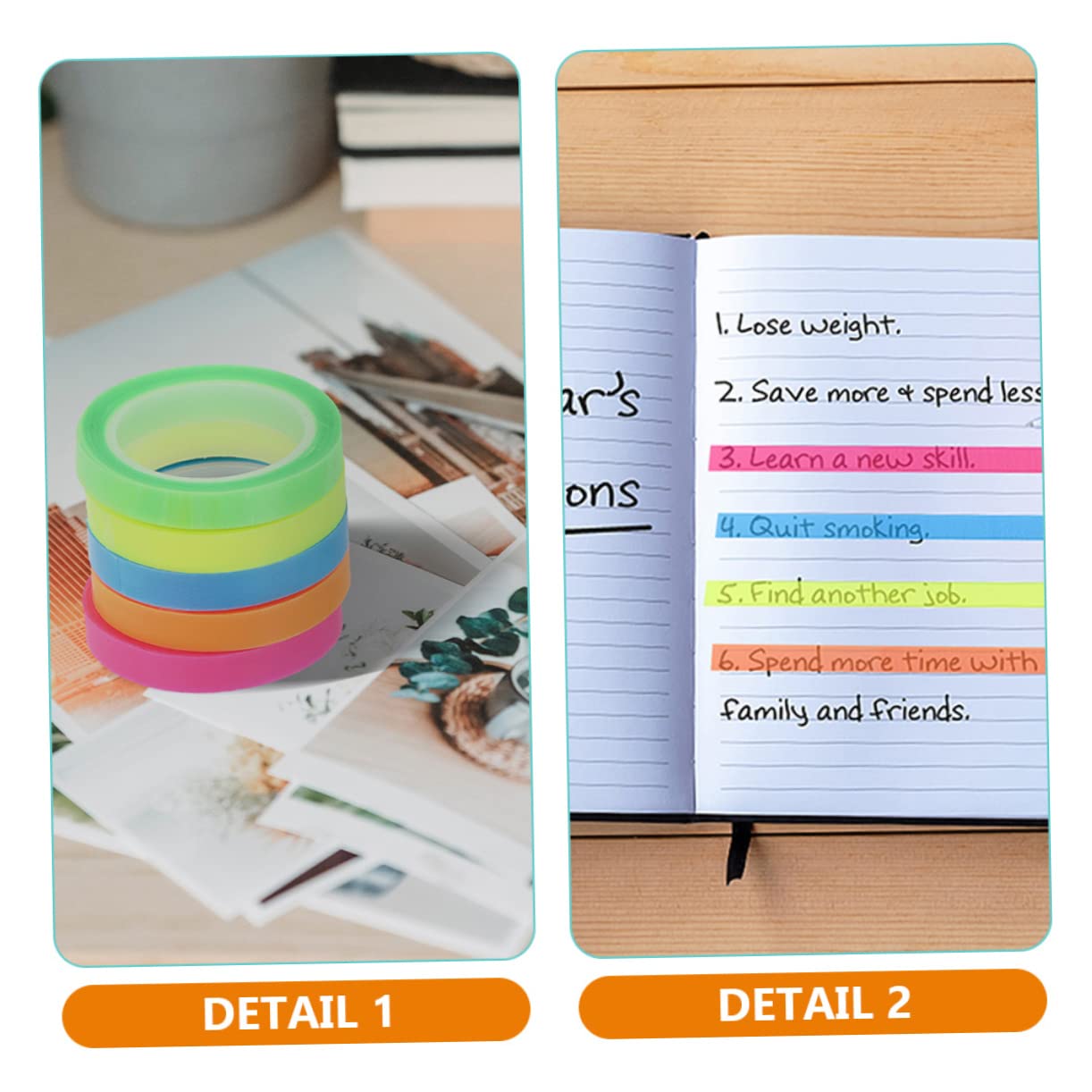 Lurrose 60rollen Farbige Transparente Markierungstapes Wasserdichte Sticky Tabs Für Bücher Praktische Lesehilfen Zum Annotieren Selbstklebende Seitenmarker Leuchtenden Farben Für
