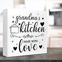 Vista 4 de LVQHI Letreros divertidos de madera para cocina, diseño de Kithcen de la abuela hecho con amor, caja de madera para estante de cocina, decoración
