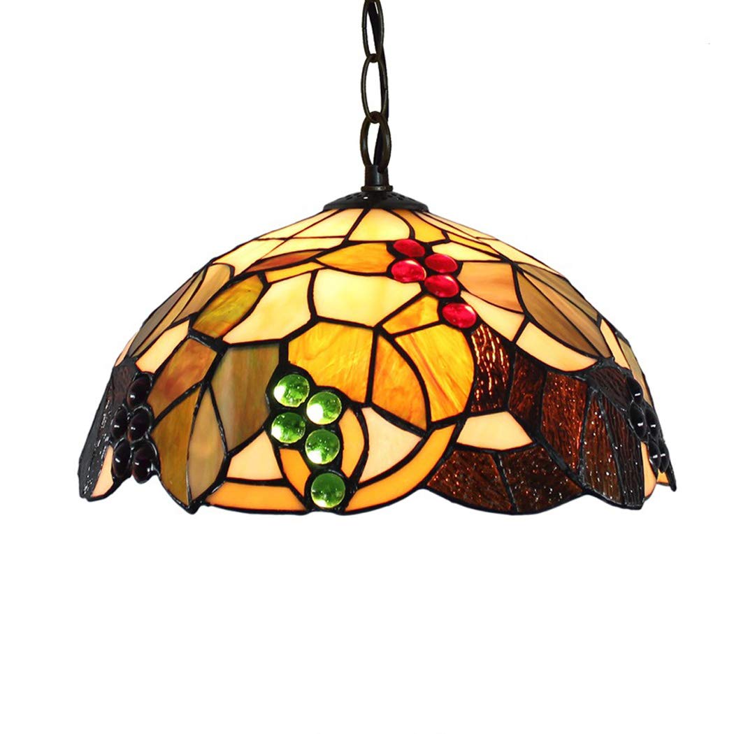 HJRegaFimu - Pendant Lamp Chandeliers Warm White Light Stained Glass Hanging Living Room Restaurant Decorative Lighting 40cm Comfortable Anniversary