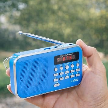 L-938 Şarjlı Taşınabilir FM Radyo | Dijital Ekranlı | USB/TF/SD/AUX Destekli | BL-5C Bataryalı Cep Radyosu (Mavi)