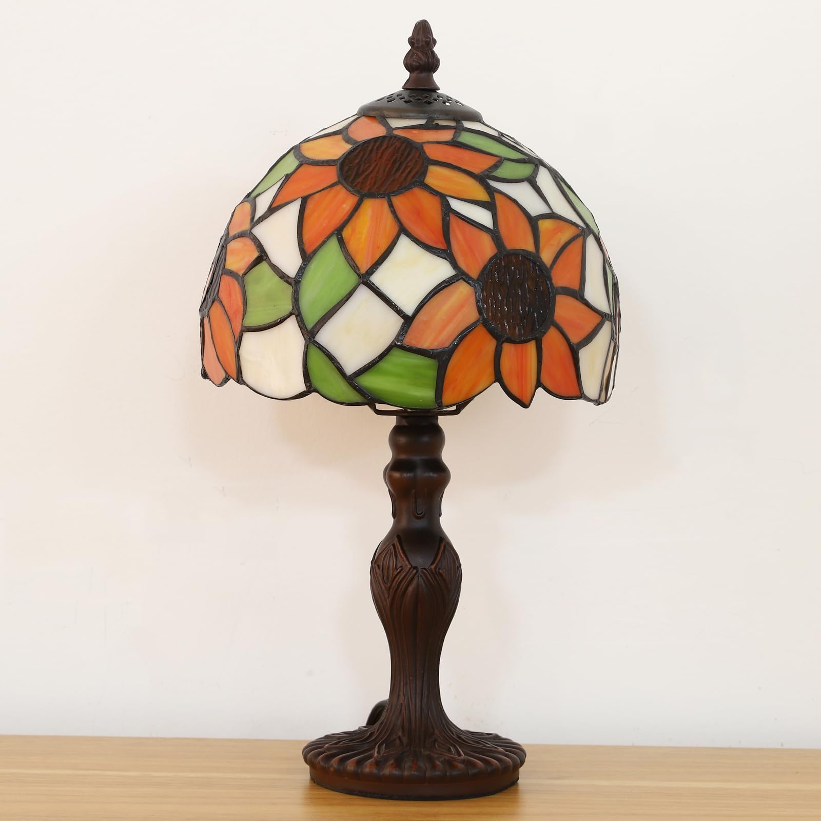 Lampada Tiffany da Tavolo con Paralume in Vetro Colorato per Soggiorno, Camera da Letto, Studio e Tavolino da Caffè