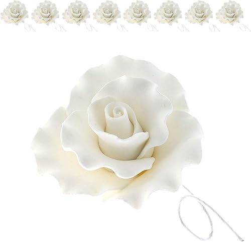 Global Sugar Art Flor de pastel de azúcar blanca rosa australiana, 8 unidades por Chef Alan Tetreault