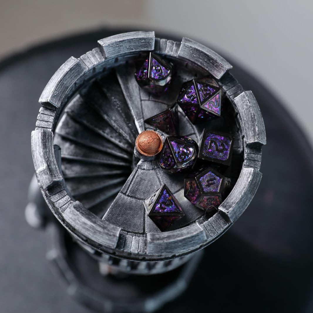Metal D&D Dice Set - 7 Die Polyhedral Set including D20, D12, D10, D%, D8, D6, D4 for Dungeons & Dragons RPG Board & Table Games - Image 3