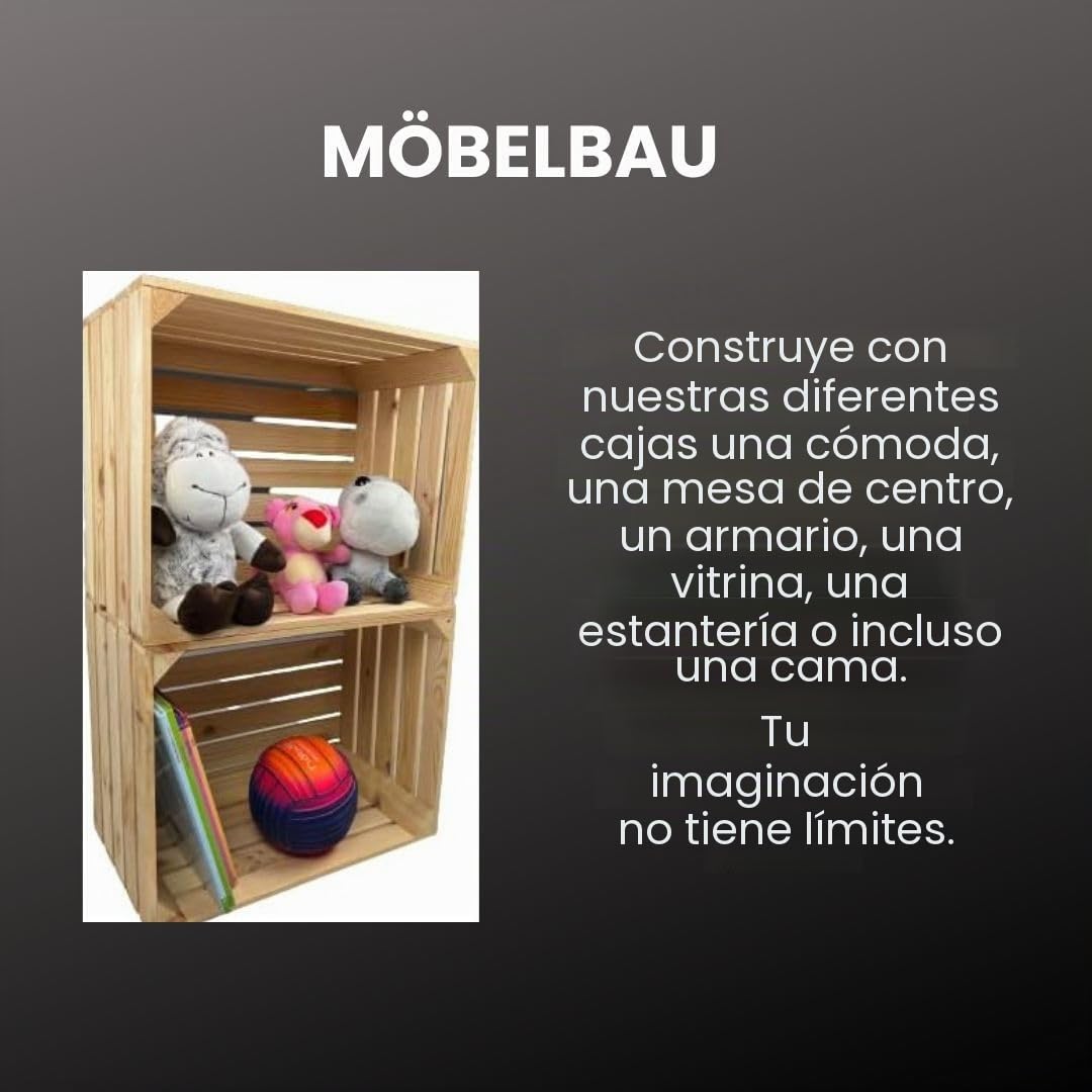 Cajas de Madera Grandes - Frutero Madera - 3 cajas - decorativa para almacenamiento, estante, jardín, interior o exterior - 50 x 40 x 30 cm