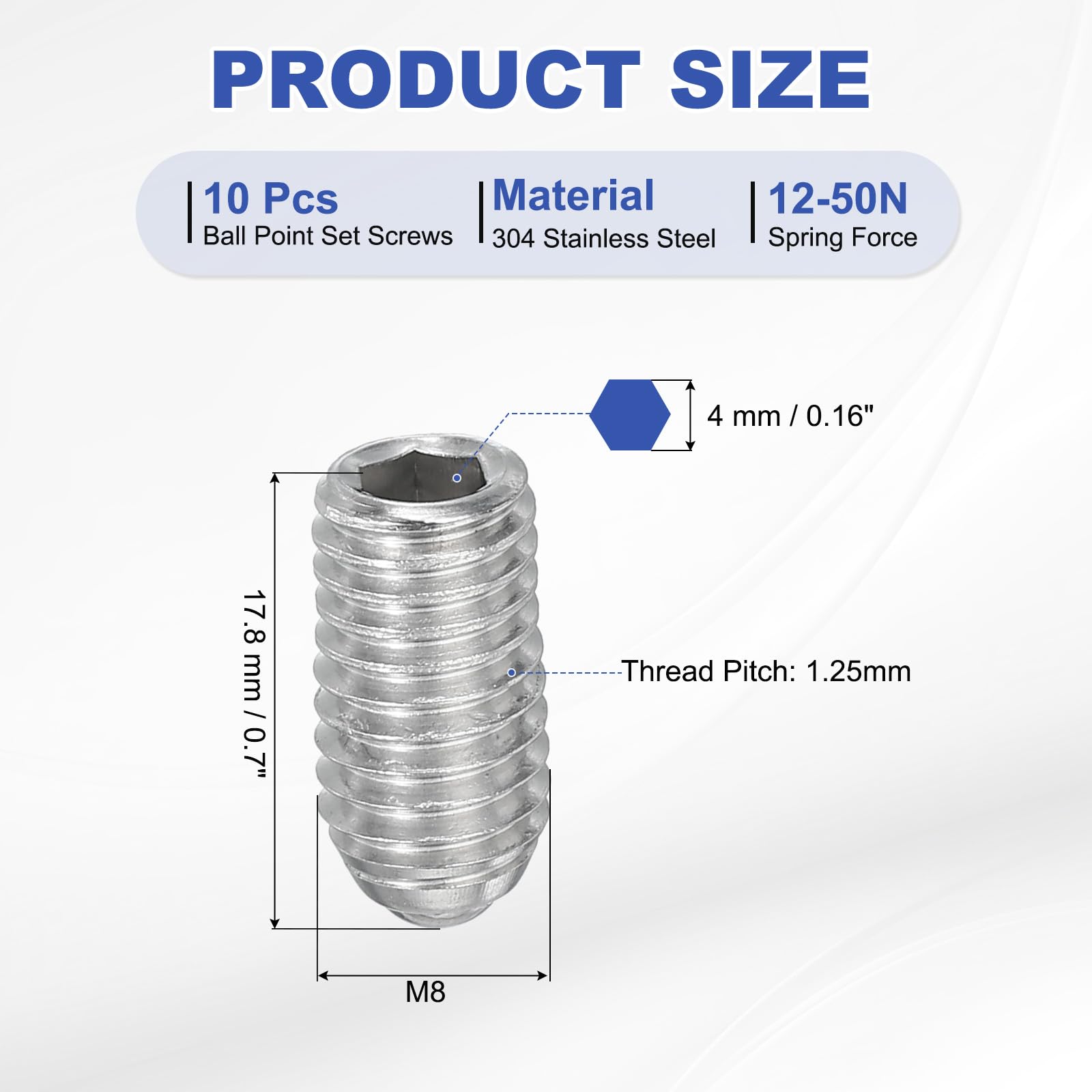 PATIKIL M8x16mm Ball Point Set Screws - Image 2