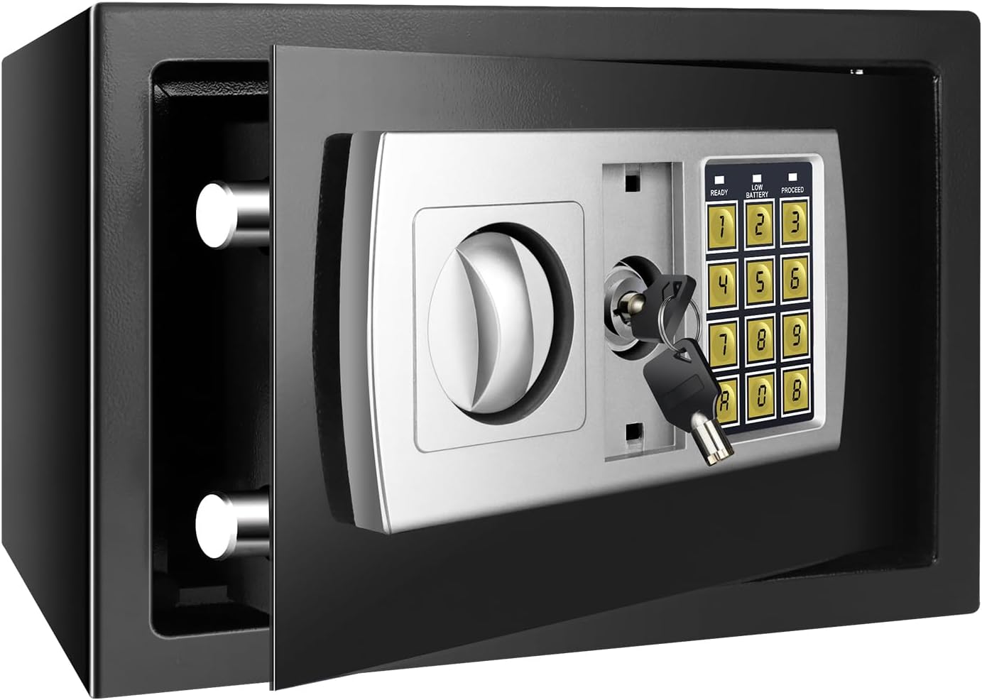 Digital Safe Box 8.5 Litre Large 20x31x20cm with 2 Backup Keys Electronic Security Money Cash Home Office (Black)