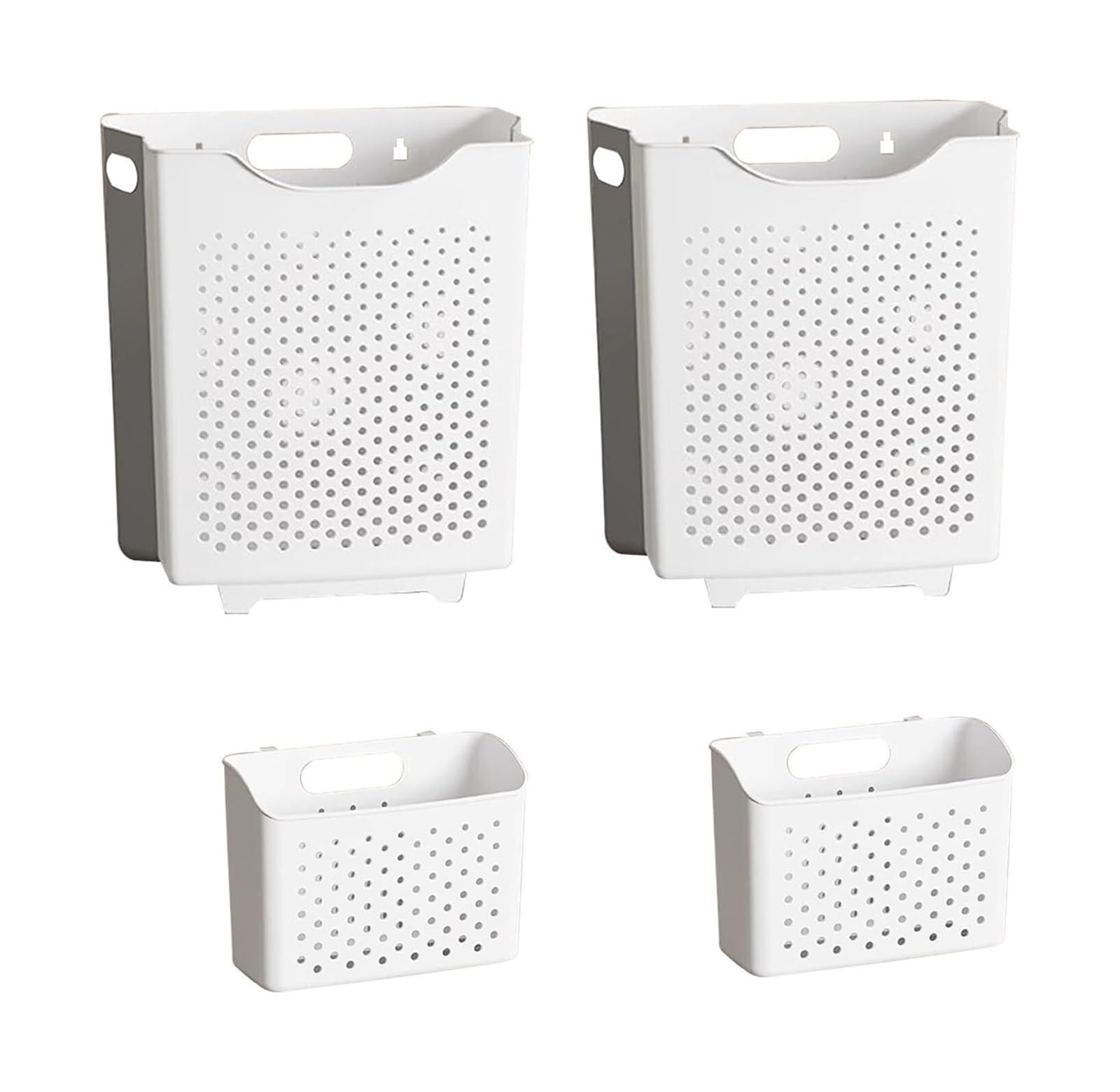 Folding dirty laundry basket, Wall Mounted Laundry Basket Foldable Multicolor Ventilated Breathable(White)