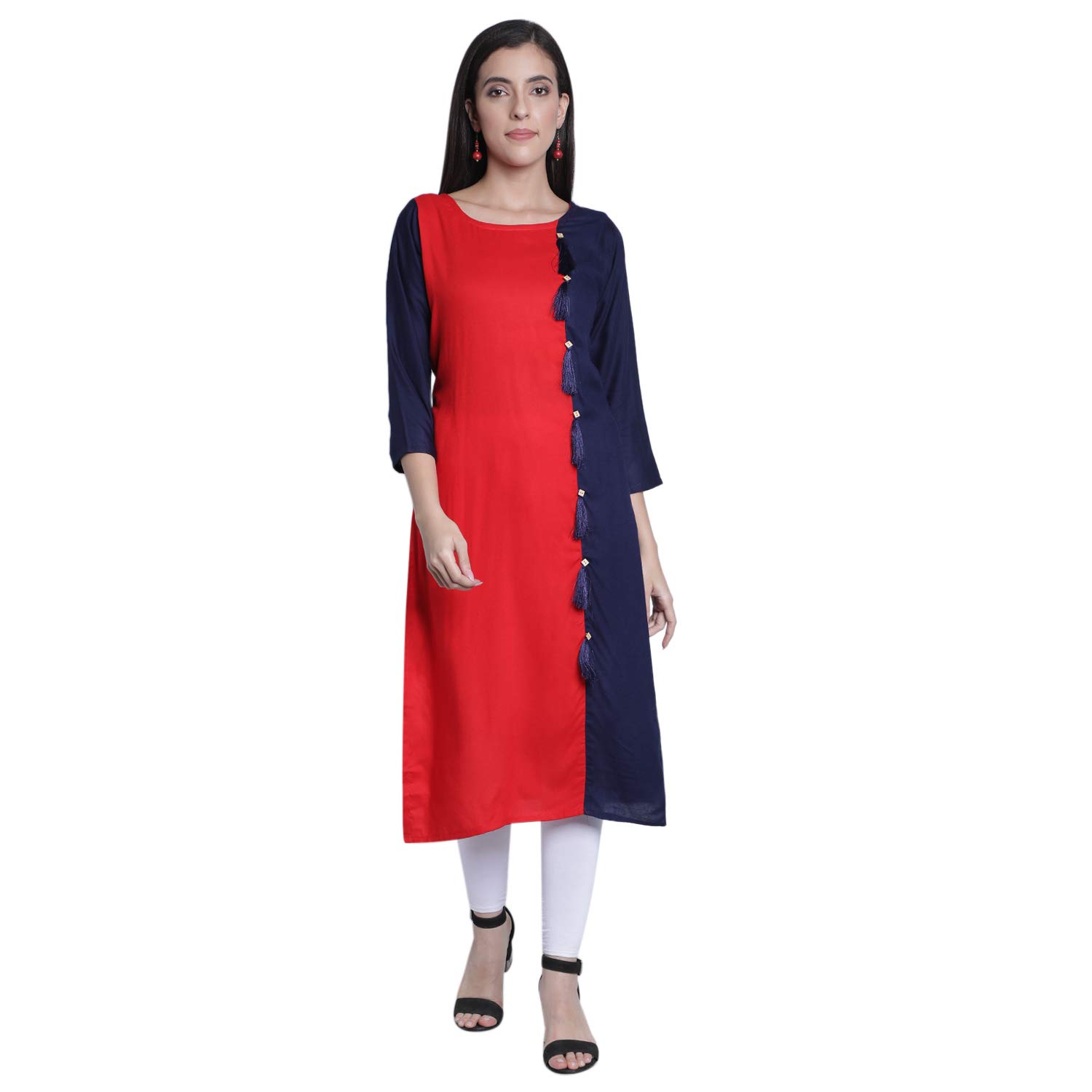 blue red combination kurti
