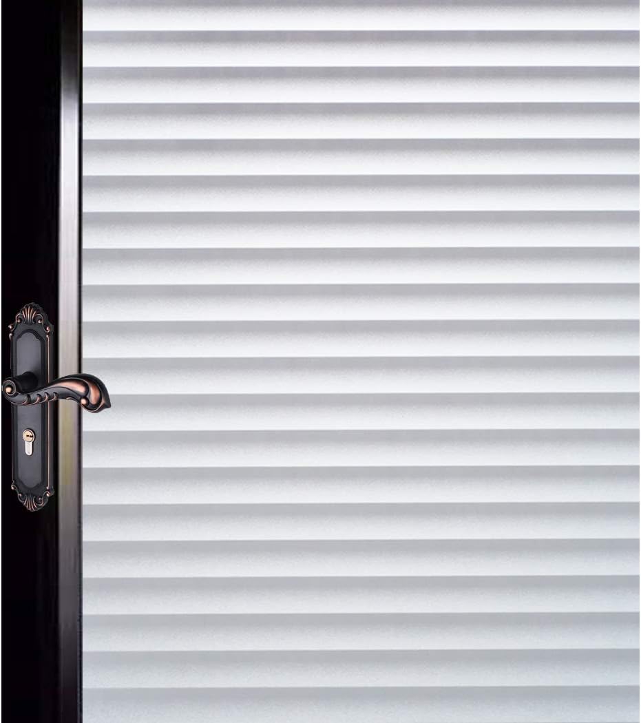 DUOFIRE Window Film Blinds Pattern Privacy Window Film Glass Film Static Cling Glass Film No Glue Anti-UV Window Sticker for Bathroom Bedroom Living Room DP040 (23.6 x 118 inch)