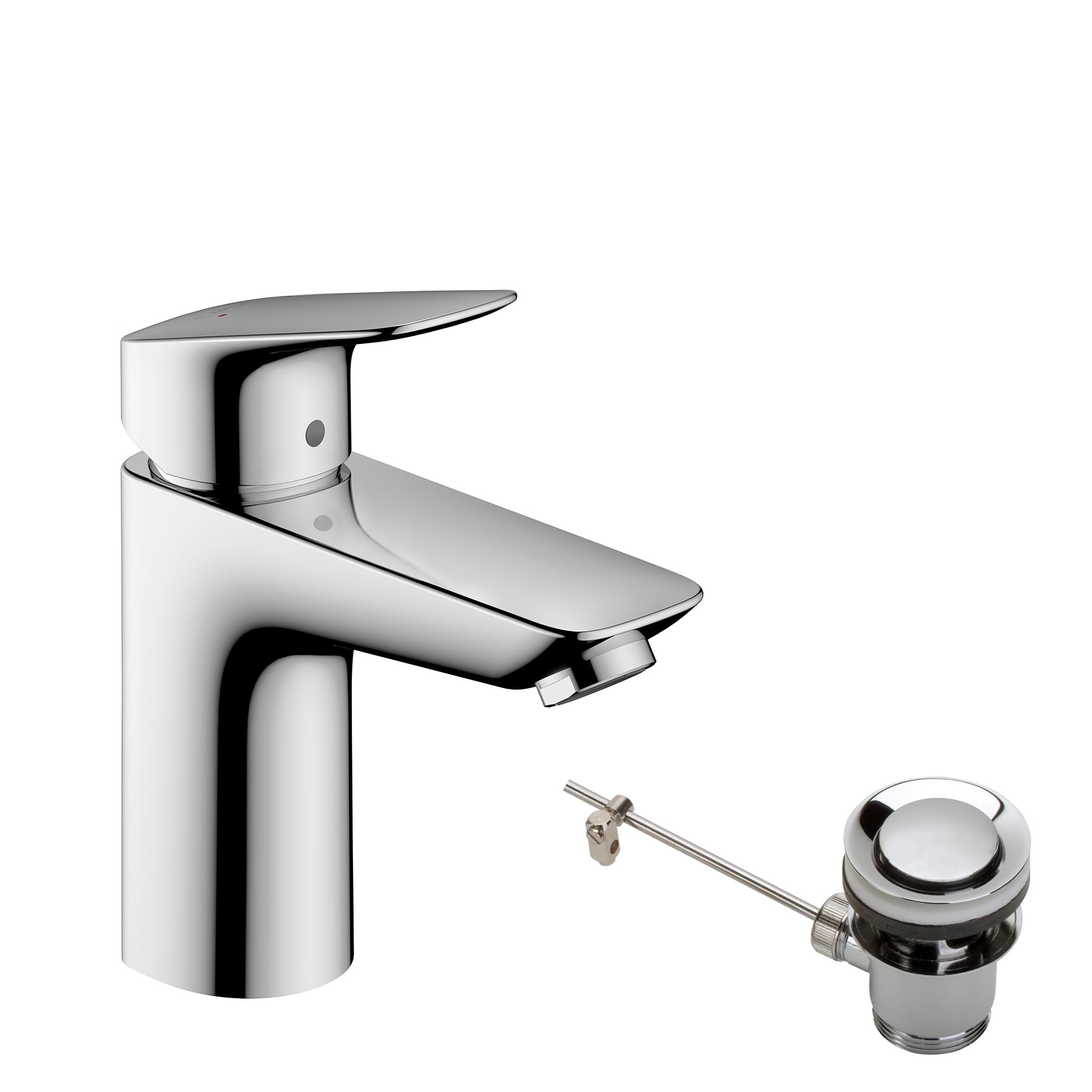 Mitigeur lavabo hansgrohe Logis 100 finitions chrome haut de gamme et vidage métal