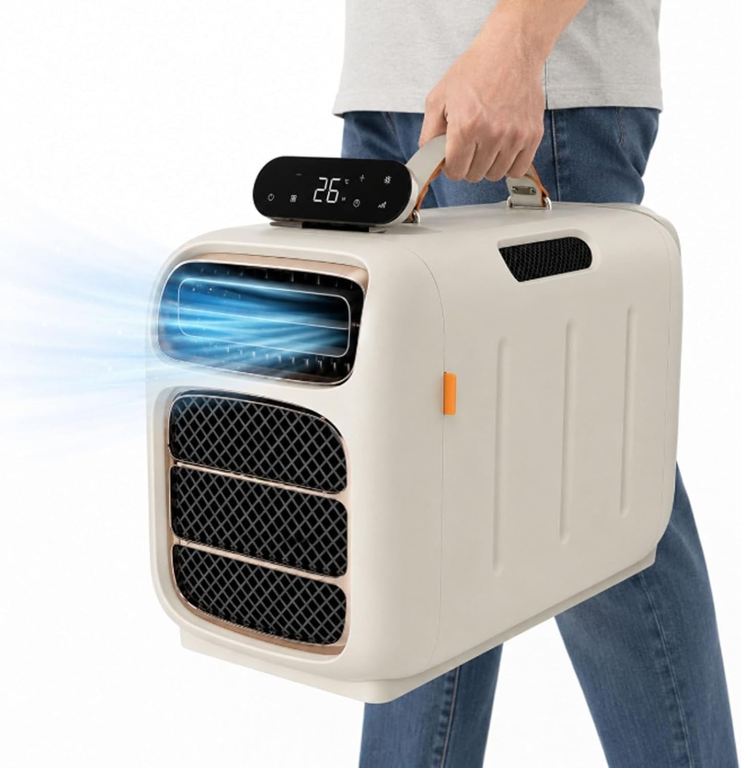 Condizionatore d'aria portatile 4 in 1 per campeggio all'aperto, viaggio, roulotte, caravan, camper, tenda e furgone, con raffreddamento, riscaldamento e deumid, Cooling+Heating, Cooling+Heating