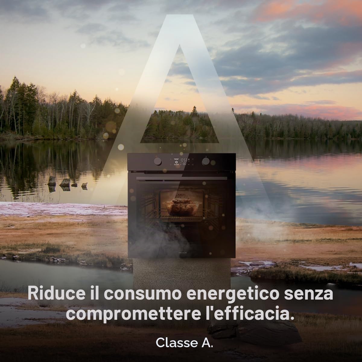 Cecotec Forno da Incasso Multifunzione Pirolitico Bolero Hexa P526000 Glass Black A. 2800W, 73L, 9 funzioni: Defrost, Convenzionale, Grill, Pirolisi. Display Touch, Cooling Fan, Porta Vetro, Classe A