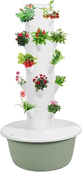 20/28 Hole Hydroponic Cultivation System Kit, Hydroponic Garden Tower with Pump System, 5/7 Tier Indoor Vertical Hydroponic Garden Tower for Herbs, Fruits and Vegetables