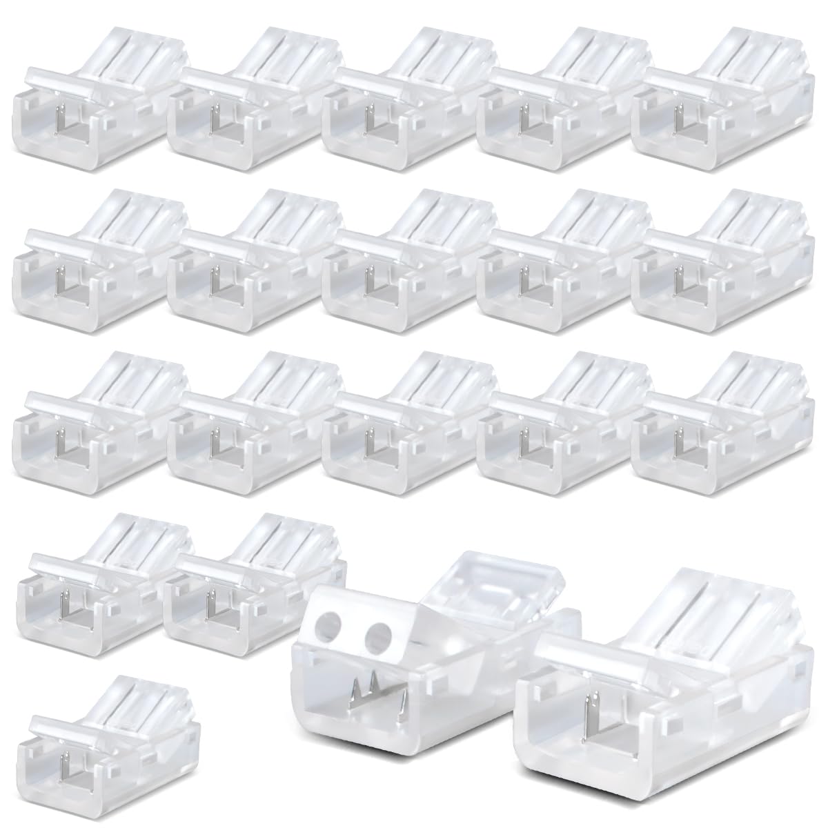 Conector rápido LED 8mm 2 pines para tira de alambre, 20 piezas