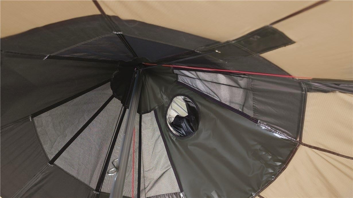 Interior view of tent showing Apex ventilation control