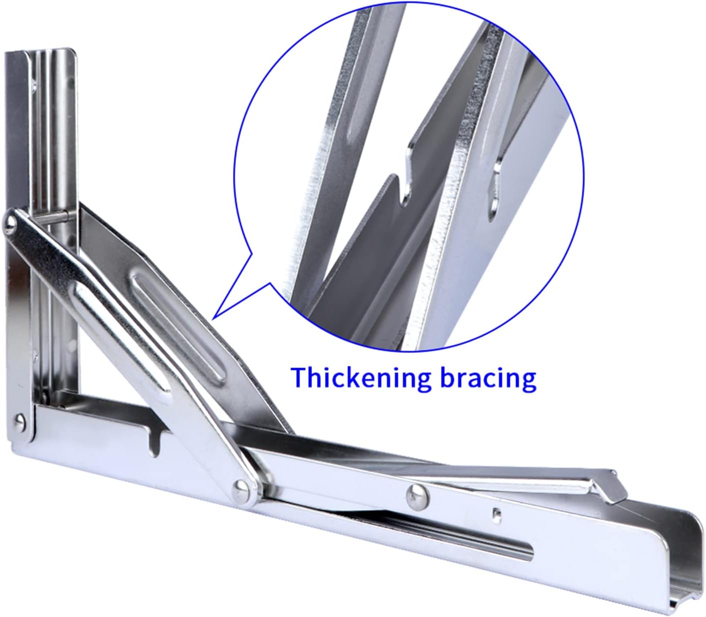 Folding Shelf Bracket Max. Load 660 lb, SUS304 Wall Mounted Shelf Bracket DIY Space Saving for Table Work Bench, Pack of 2 (14 Inch)